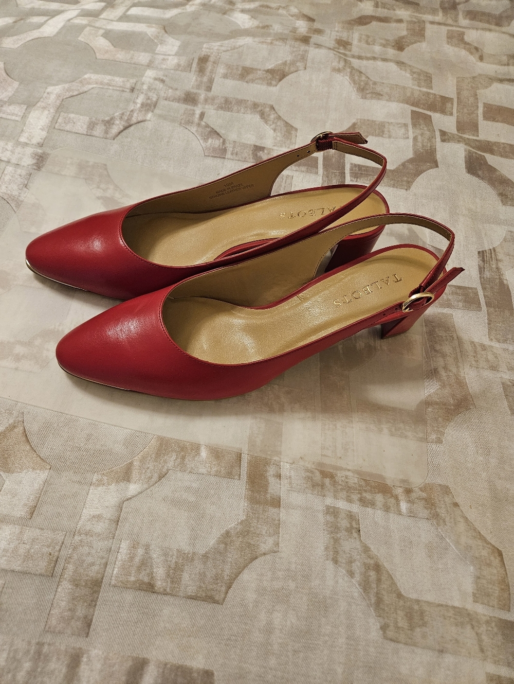 Talbots Red Slingback Pointed Toe Low Block Heels